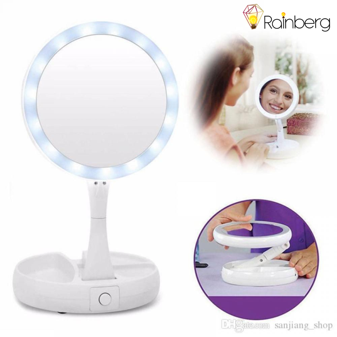 Double Sided Foldable Vanity Mirror with 10x Magnification